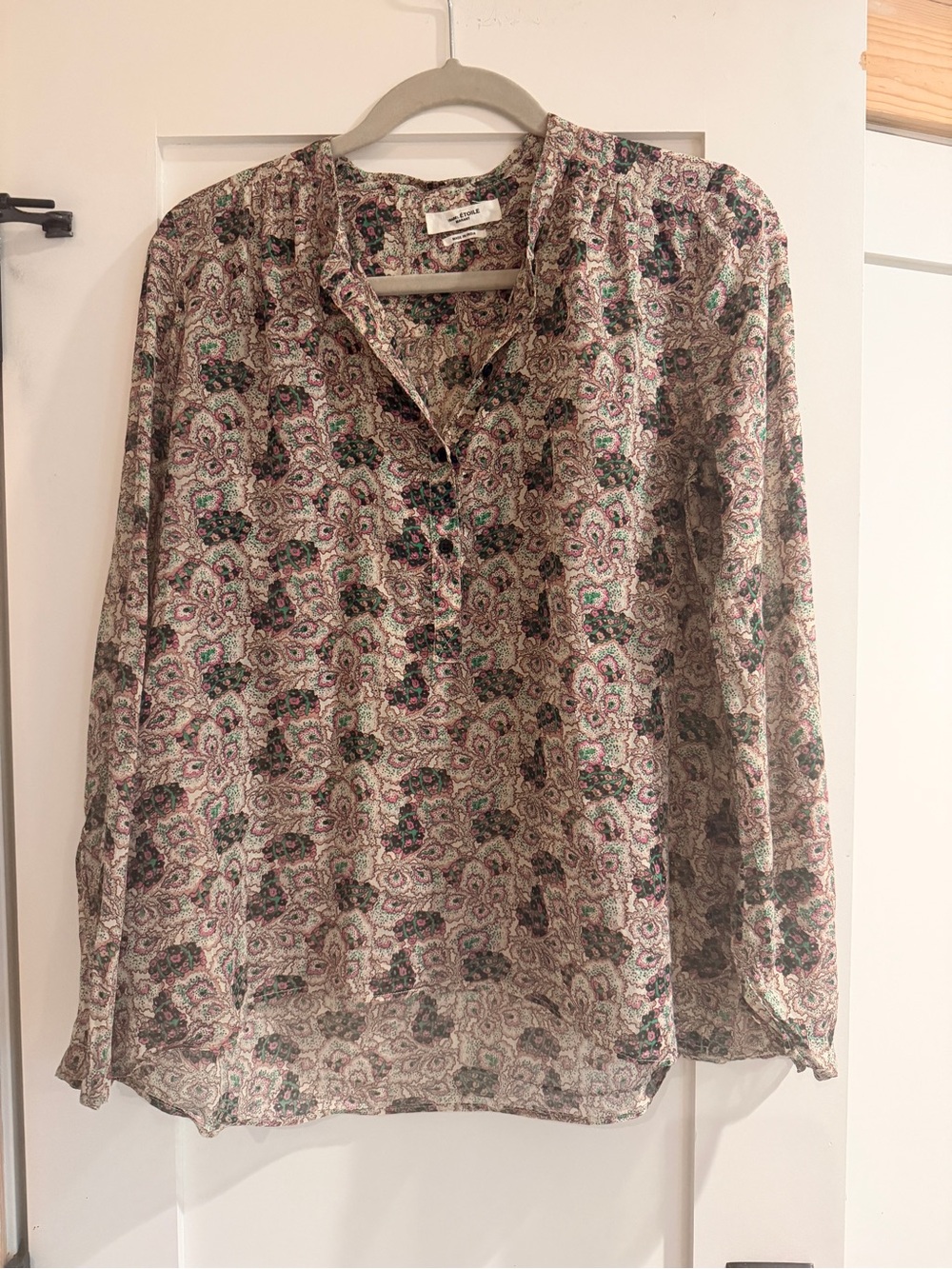 Isabel Marant Beige Floral Paisley Long Sleeve Blouse
